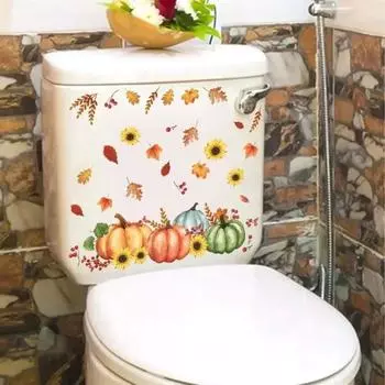 Новые 30*30 см золотые лиственные настенные наклейки Растение кленовый лист кленовые настенные наклейки для туалета ванной комнаты Декор самоклеящиеся настенные наклейки