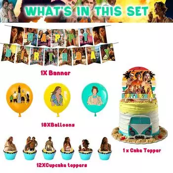 Новые 32 шт. Новые украшения для вечеринки Outer Banks, включая баннеры, топперы для торта, воздушные шары