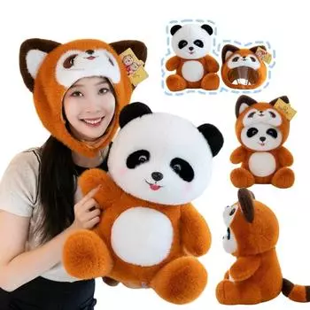 Новые 35-65 см панда енот превращается в медведей животные плюшевые куклы декоративные подушки мягкие игрушки детские куклы-комфорты подарки на день рождения декор about 35cm