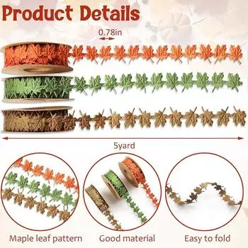 Новые 3 рулона по 15 ярдов осенних лент в форме листьев, ремесленные ленты, отделка для упаковки подарков