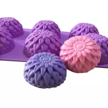 Новые 3D Хризантемы Мыло Форма Цветы Силиконовые Формы Свечи Подсолнух Инструменты Украшения Торта 6 Сеток Смола