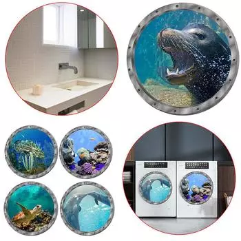 Новые 3D наклейки на стену, художественные наклейки на стену с изображением океанских животных, сделай сам, ПВХ, водонепроницаемые, самоклеящиеся, настенные, художественные, декоративные