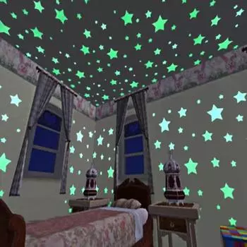 Новые 3D наклейки на стену со звездами и луной светятся в темноте, накопитель энергии, флуоресцентный светящийся настенный декор для детской комнаты, декор для гостиной