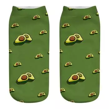 Новые 3D-принтованные мультяшные носки с веселым авокадо, крутые модные забавные фруктовые женские носки, унисекс короткие носки, арт, новинка, подарок, дропшиппинг EU34-40 US4-7
