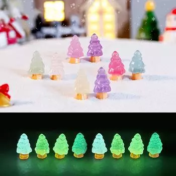 Новые 40-1 шт. светящиеся фигурки миниатюрные милые серебристые рождественские елки микро-ландшафтные украшения для домашнего декора стола рождественские подарки 1PC белый