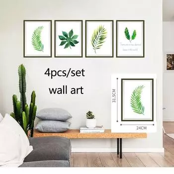 Новые 4 шт./компл. зеленые постеры и принты, настенная художественная живопись, скандинавские декоративные настенные панно для домашнего декора