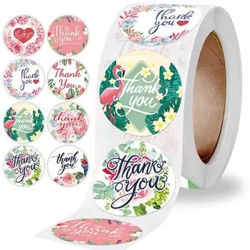 Новые 500 шт./рулон милые цветочные наклейки серии Thank You круглые наклейки многофункциональные декоративные подарочные этикетки для выпечки 2.5cm/1inch