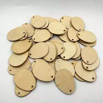 Новые 50 шт. деревянные пасхальные яйца, деревянная поделка для пасхальных украшений, бирка