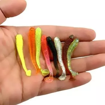 Новые 50 шт. Приманка спиральная Т-образная рыбка мягкая приманка софтбейты искусственные приманки вест черный лещ культер полосатый