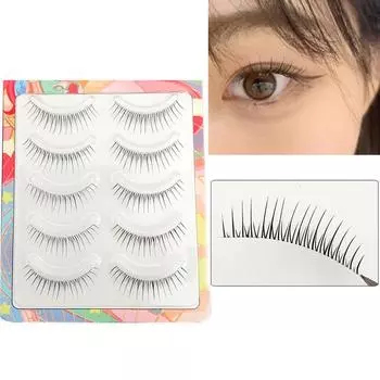 Новые 5 пар накладных ресниц в корейском стиле, 3D прозрачный стебель, ресницы манга, натуральный макияж для глаз, принадлежности для ресниц