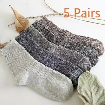 Новые 5 пар унисекс зимние теплые винтажные мужские вязаные крючком хлопковые мягкие толстые носки термобелье кашемир (р