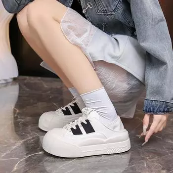Новые 5 см синтетические женские устойчивые высокие кроссовки на толстой подошве модные весенние и осенние вулканизированные туфли на шнуровке 35