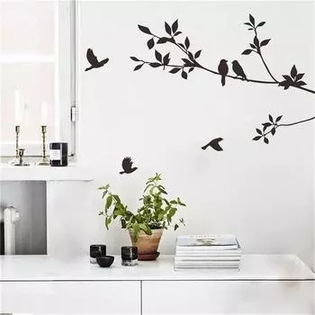 Новые 60*24 см птицы ветка дерева листья DIY художественные наклейки на стену съемные виниловые наклейки для гостиной