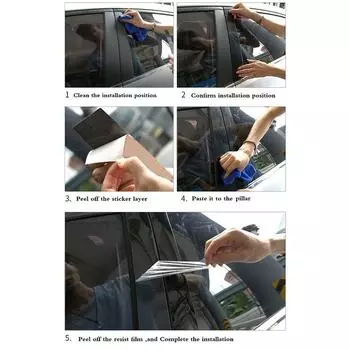 Новые 6 шт. Накладки на стойки дверей глянцевые черные под рояль для Chevrolet Malibu 2016-21