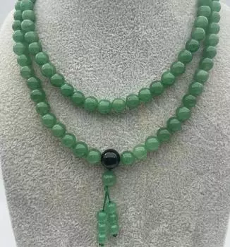 Новые 8 мм зеленые нефритовые тибетские буддийские 108 четок Мала ожерелье
