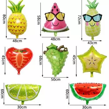 Новые 8 шт. фольгированные гелиевые шары с фруктами, товары для украшения вечеринки для летней пляжной вечеринки