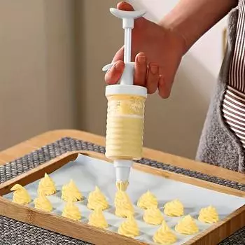 Новые 8 трубчатых насадок со шприцем, пластиковая насадка для выпечки крема, дозатор для глазури, кондитерские насадки для крема, инструмент для украшения кондитерских трубочек 1 Set белый