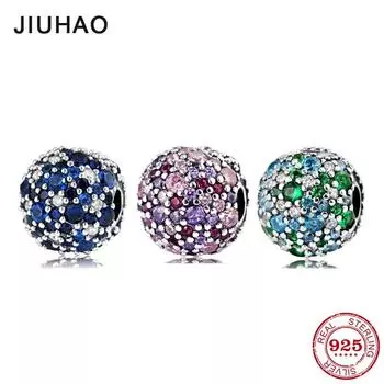 Новые 925 пробы серебряные подвески цветные круглые бусины в форме клипсы фиксатор бусины подходят оригинальные европейские подвески браслет ювелирные изделия