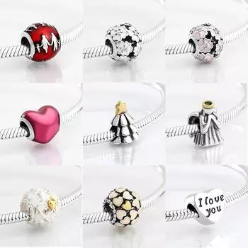 Новые 925 пробы стерлингового серебра Love Family эмаль круглой формы Cz бусины подходят оригинальные подвески браслет бусины изготовление ювелирных изделий