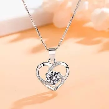 Новые 925 пробы стерлингового серебра женские ожерелья мода в форме сердца кулон высокого качества циркон ключица цепочка ювелирные изделия длина 45 см