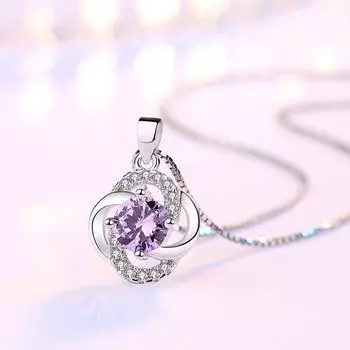 Новые 925 пробы стерлингового серебра женские ожерелья мода счастливый клевер кулон высокое качество циркон ключичная цепочка ювелирные изделия длина 45 см