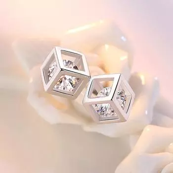 Новые 925 пробы стерлингового серебра женские серьги-гвоздики модные квадратные серьги Love высокое качество мода пара ювелирных изделий праздничный подарок