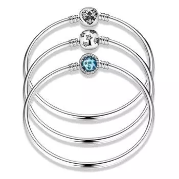 Новые 925 стерлингового серебра Шарм Любовь Розовая роза Браслеты Браслеты Diy для модных украшений Женские аксессуары Модные украшения Подарок 17cm