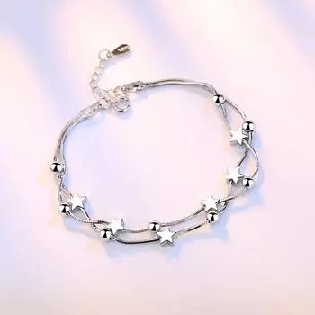 Новые 925 стерлингового серебра женские звезды браслеты мода дева любовница день рождения день святого валентина ювелирные изделия подарок