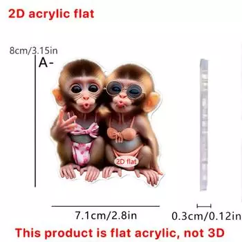 Новые акриловые 2D плоские очки милая обезьянка подвеска для автомобиля зеркало заднего вида автомобиль рюкзак маленькая подвеска