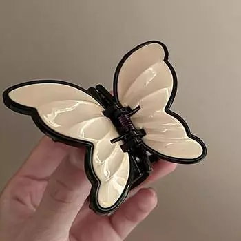 Новые акриловые заколки-краб в виде бабочки для женщин в корейском стиле, милые геометрические заколки-крабы, модные аксессуары для волос для девочек бежевый