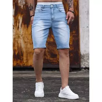 Новые эластичные джинсовые шорты для мужчин в европейском и американском стиле S синий