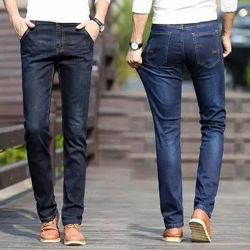 Новые эластичные джинсы мужские молодежные прямые тонкие трендовые универсальные повседневные мужские брюки Four Seasons Paragraph 28 чёрный