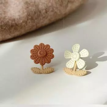 Новые элегантные асимметричные серьги с цветком цвета хаки, кремово-белые, коричневые, для женщин, аксессуары для девочек