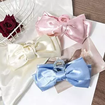 Новые элегантные большие банты для волос, модные атласные заколки-банты, заколки для волос, аксессуары для волос для вечеринок для женщин и девочек, корейские головные уборы бежевый