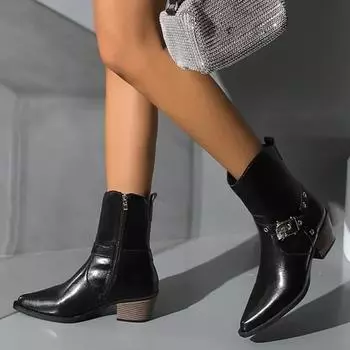 Новые элегантные дизайнерские женские туфли на молнии, женские зимние простые однотонные уличные офисные сапоги на высоком каблуке 36