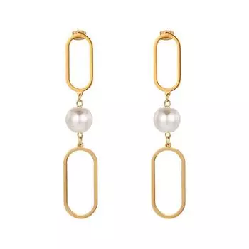 Новые элегантные серьги темперамента, длинные серьги с геометрическим узором и щедрым жемчугом