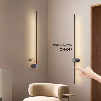 Новые элегантные современные настенные светильники в скандинавском стиле с регулировкой яркости и вращением на 360° — стильные светодиодные бра для спальни и гостиной — идеально подходят для ИИ No Touch