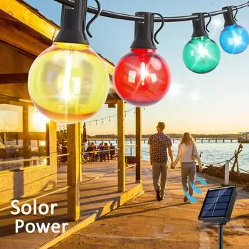 Новые элегантные светодиодные гирлянды G40 на солнечных батареях длиной 21 м для праздничного декора сада на открытом воздухе, идеально подходят для романтического вечера warm white