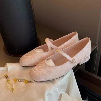 Новые элегантные туфли Мэри Джейн на низком каблуке для женщин 2024 года, модные женские туфли с квадратным носком, удобные туфли на толстом каблуке для свадебной вечеринки 35 чёрный