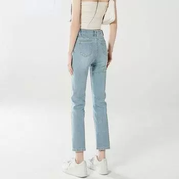 Новые элегантные узкие джинсы с высокой талией, женские модные тонкие сексуальные эластичные джинсовые брюки-карандаш, женские синие уличные брюки в стиле ретро, повседневные брюки S светло-синий