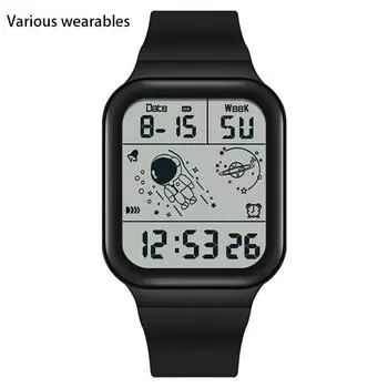 Новые электронные часы с одним дисплеем Square Astronaut для мужчин и женщин, подростковые часы, модный тренд