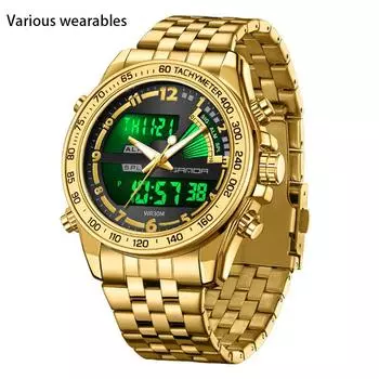 Новые электронные часы со стальным ремешком, мужские часы, многофункциональные, модные, силиконовые, с будильником, водонепроницаемые и ударопрочные часы