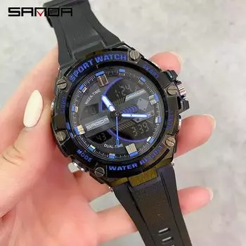 Новые электронные мужские часы Sanda, модный тренд, светящийся водонепроницаемый и противоударный будильник для занятий спортом на открытом воздухе