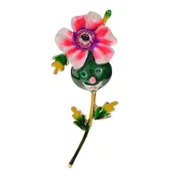 Новые эмалированные красивые броши с мультяшными цветами для женщин, стразы, булавка для лица, 2 цвета в наличии, хороший подарок