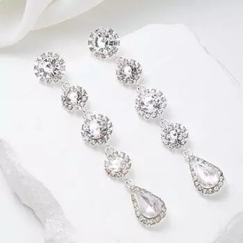 Новые американские ретро серьги универсальные длинные серьги с бахромой инкрустированные белым кристаллом серьги-пусеты в виде капли воды женские ins универсальные