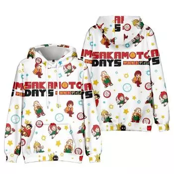 Новые аниме SAKAMOTO DAYS Hoodie Tie Dye Hoodies Streetwear Cartoon Printed Hooded Sweatshirt Men Women Cosplay Sports Pullovers XS