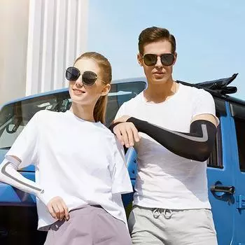 Новые анти-УФ-защитные рукава из ледяного шелка, солнцезащитные перчатки без пальцев, велосипедные рукава чёрный