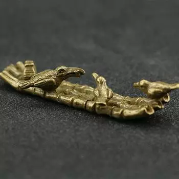 Новые антикварные медные бамбуковые плоты, фигурки птиц для рыбалки, винтажные латунные курильницы, украшения для чайного стола