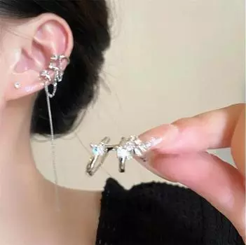 Новые асимметричные кисточки длинные клипсы ушные манжеты для женщин и мужчин непирсинг поддельные серьги-обертки хрящ ювелирные изделия подарок девушке