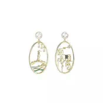 Новые асимметричные серьги Misty Rain Jiangnan в китайском стиле, женские длинные круглые серьги в стиле ретро, модные украшения